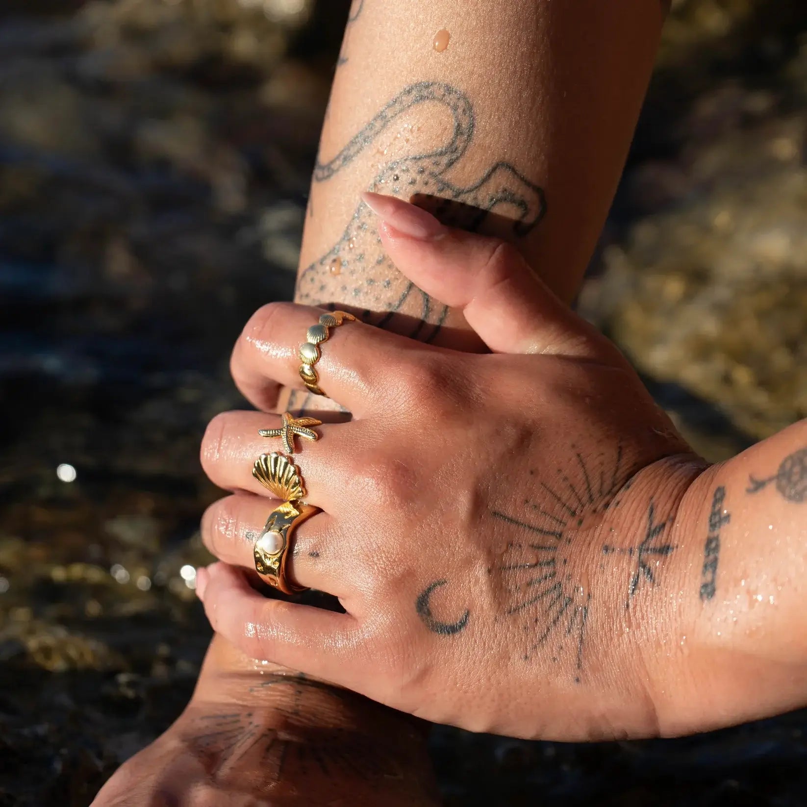 Anillo Océano (Chapado en Oro)