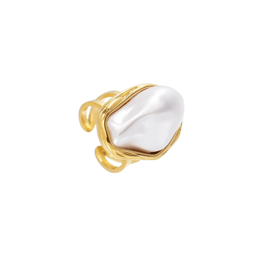 Anillo Perla Aura (Chapado en Oro)