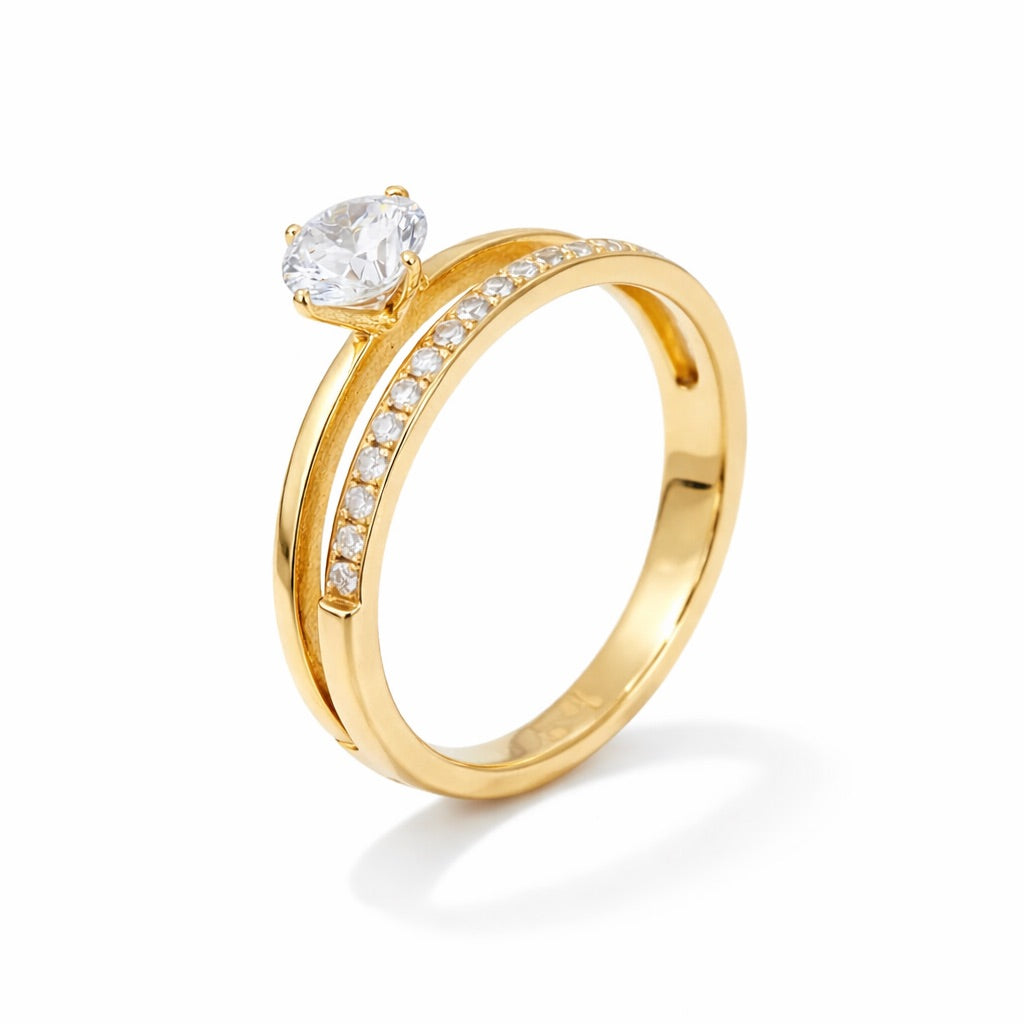 Anillo Doble Tachonado Punto de Luz (Chapado en Oro)