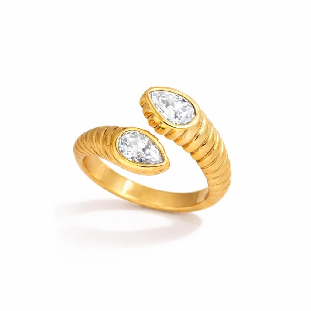 Anillo Snake Ajustable con Circonia (Chapado en Oro 18K)