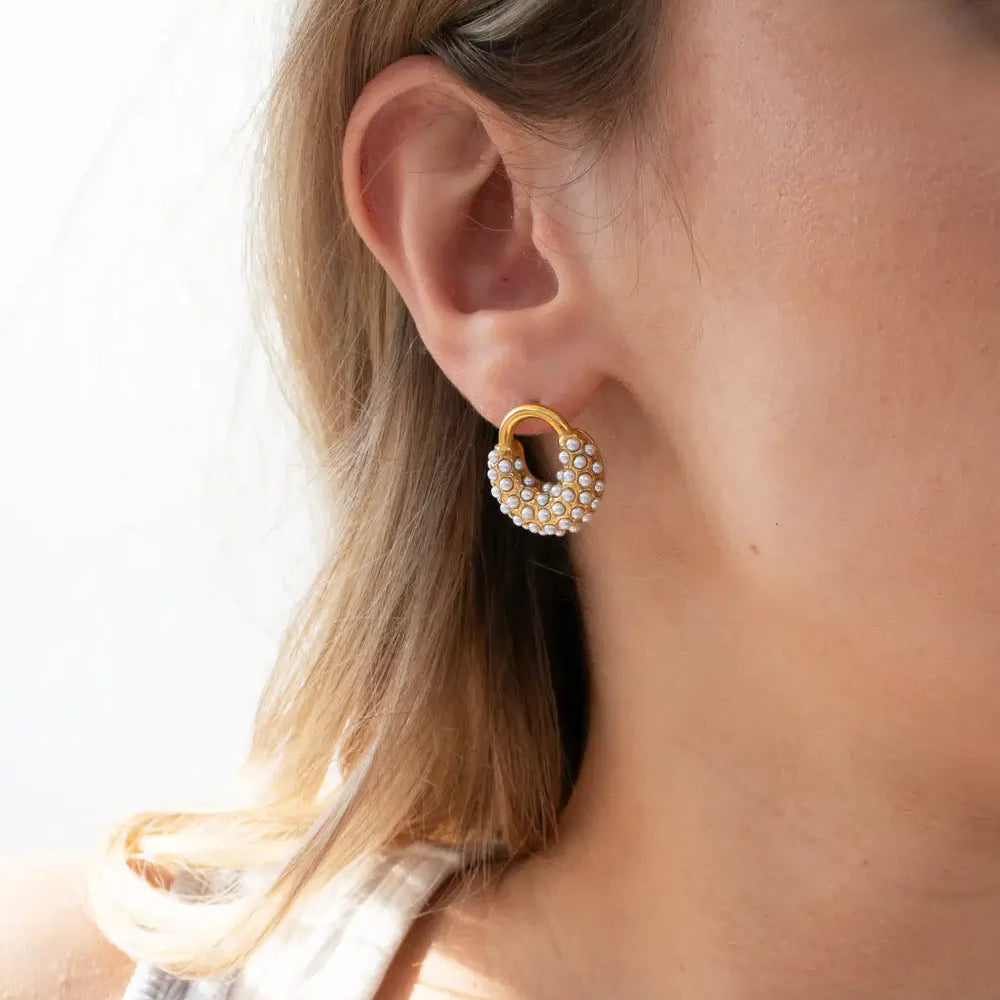 Arete Spike Perla (Chapado en Oro 18K)