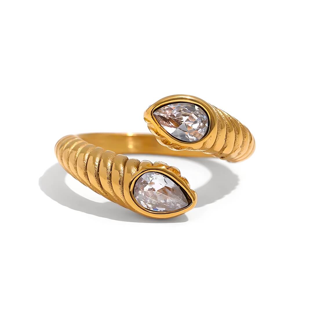 Anillo Snake Ajustable con Circonia (Chapado en Oro 18K)