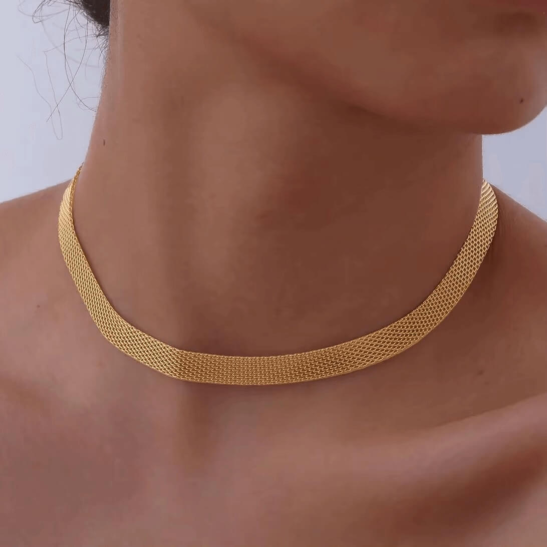 Collar Choker de Malla Elegante (Chapado en Oro)