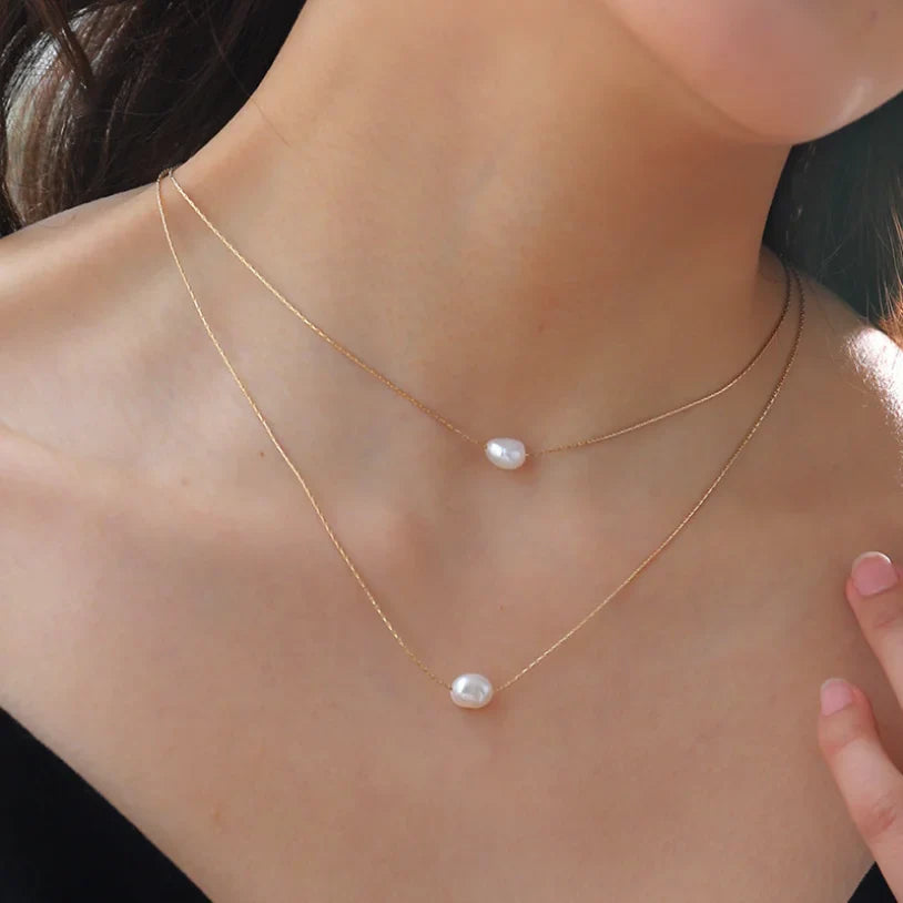 Collar Perla Dos Capas (Chapado en Oro 18K)