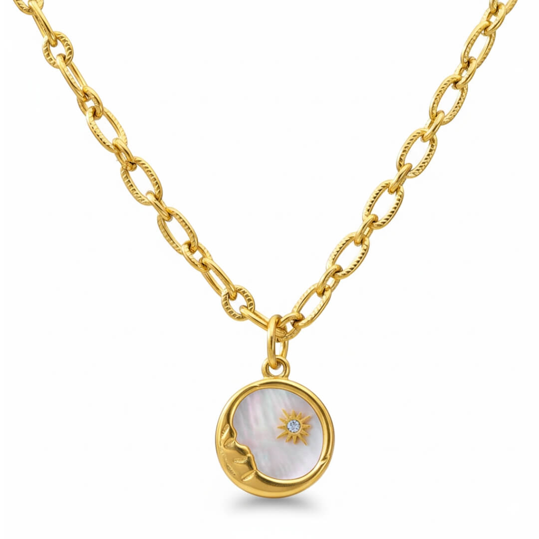 Collar Marsella Sol y Luna (Baño en Oro 18K)