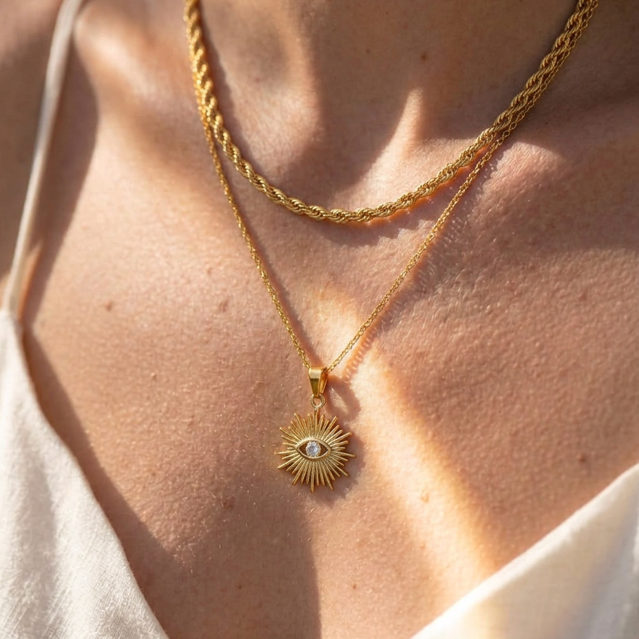 Collar Occhio Zirconia (Chapado en Oro 18K)
