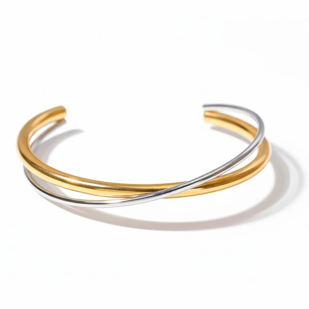Pulsera Doble Contraste Verona (Chapado en Oro 18K)