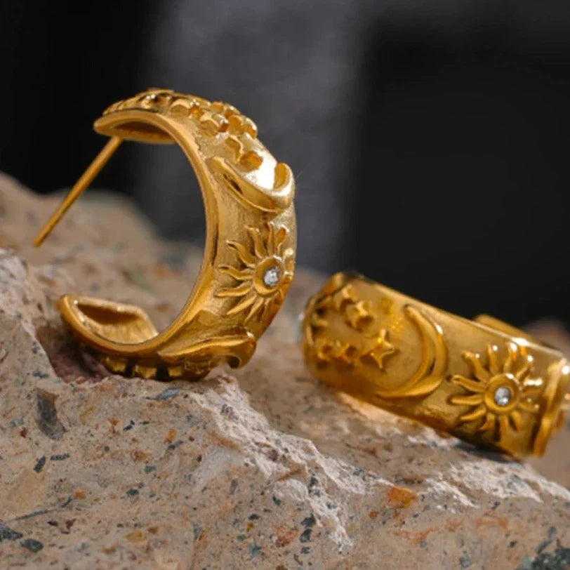 Arete de Aro Celeste (Chapado en Oro 18K)