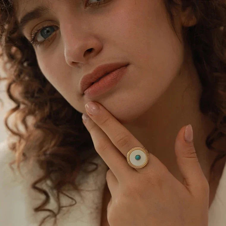 Anillo Ojo Turco Gaia (Chapado en Oro 18K)