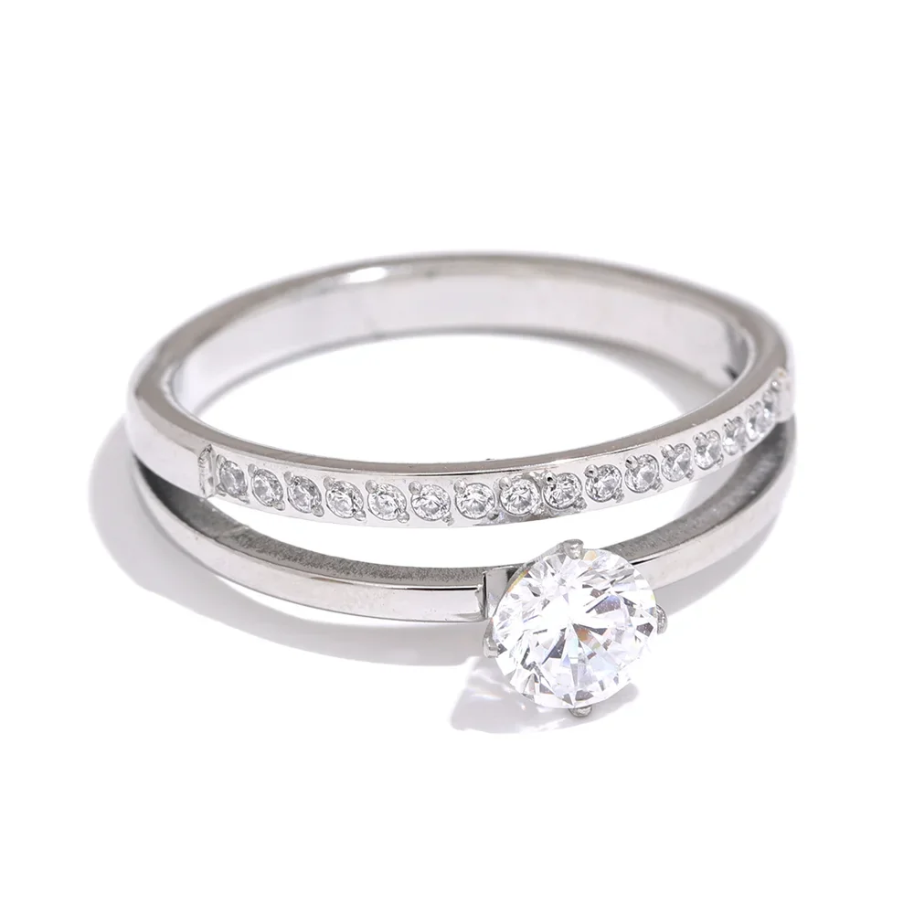 Anillo Doble Tachonado Punto de Luz (Chapado en Oro)