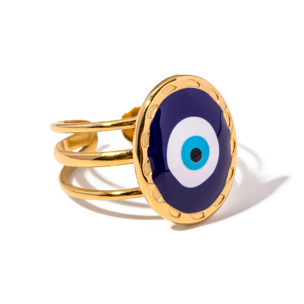 Anillo Amuleto Ojo Griego (Chapado en Oro)