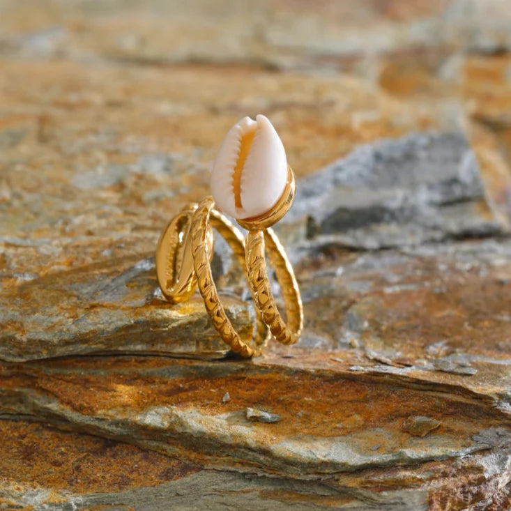 Anillo Doble Caracoles (Chapado en Oro)
