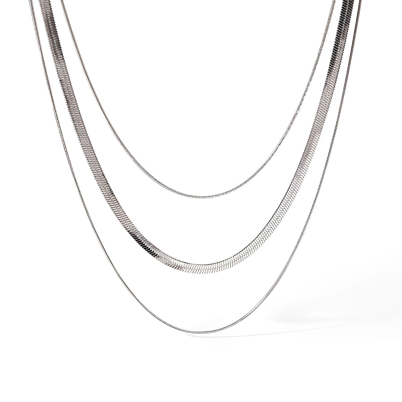 Collar Mixto de Malla y Cola de Ratón (Chapado en Oro 18K de 18K)