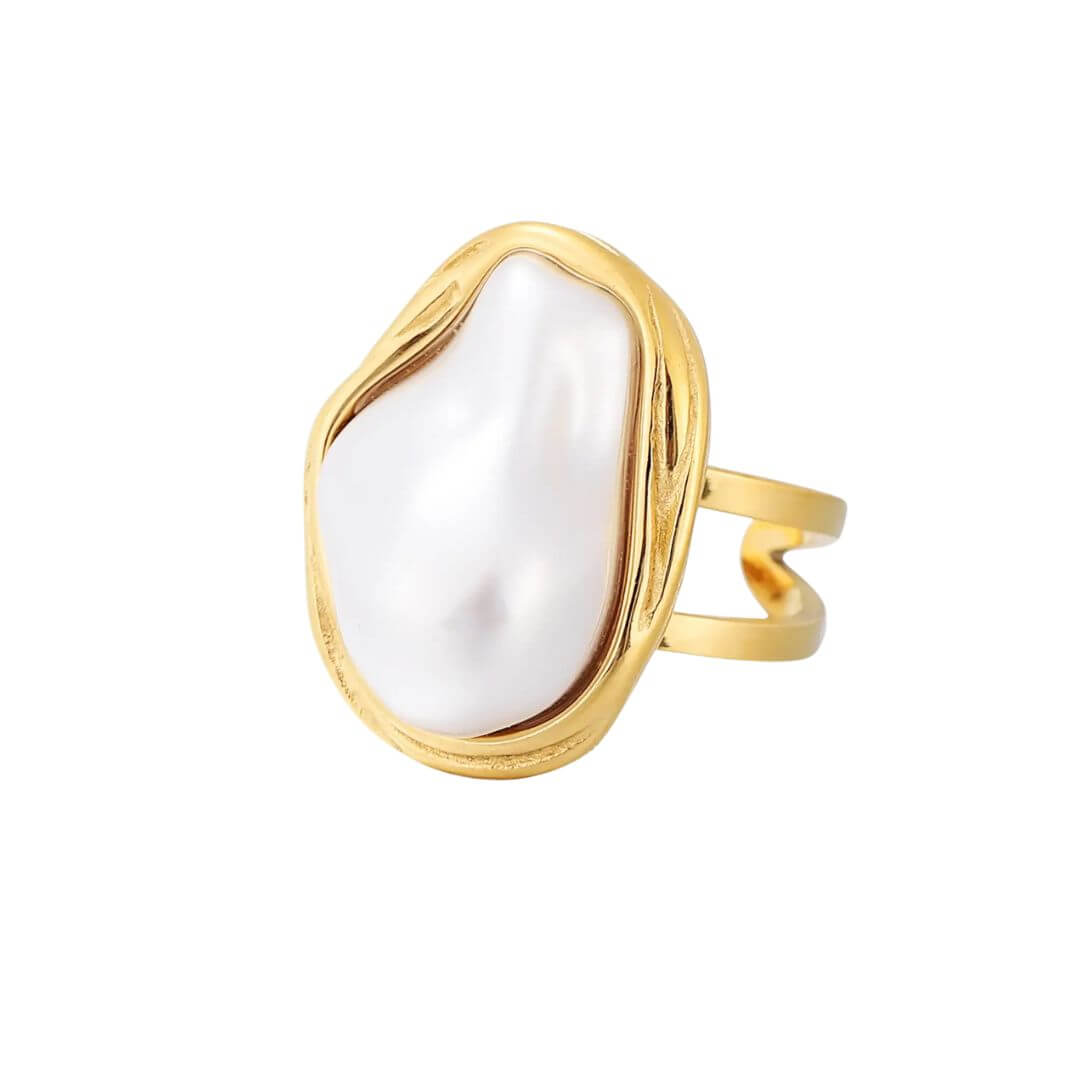 Anillo Perla Aura (Chapado en Oro)