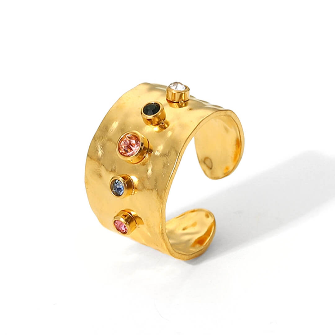 Anillo Queen Textura Martillada (Chapado en Oro 18K)
