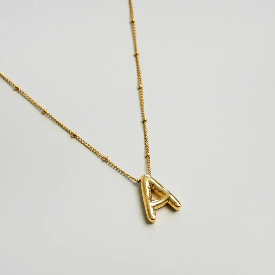 Collar Letra Inicial Bubble (Chapado en Oro)