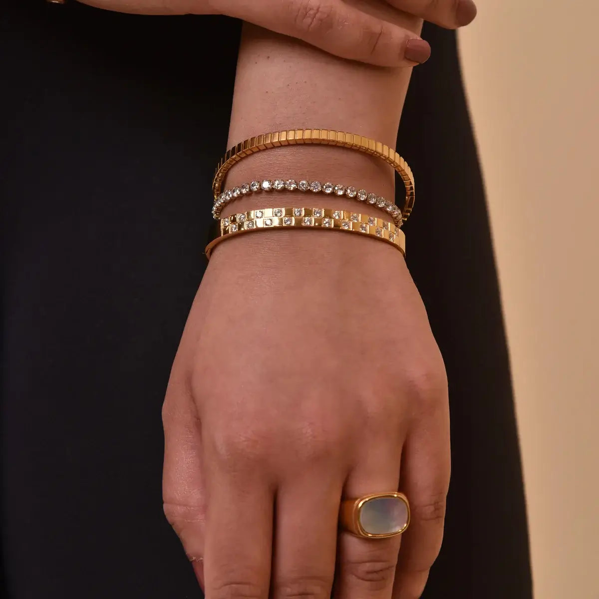 Pulsera Riviera con Circonita Brillante (Chapado en Oro)