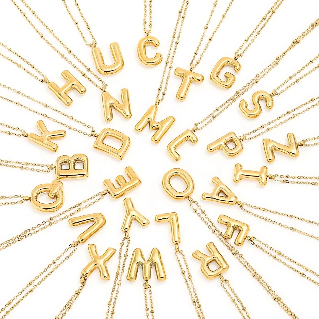Collar Letra Inicial Bubble (Chapado en Oro)