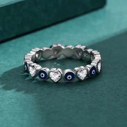 Anillo Ojo Turco y Corazón (Plata 925)