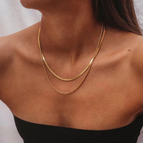 Mix Collar Malla y Trenzado (Chapado en Oro 18K)