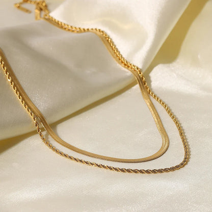 Mix Collar Malla y Trenzado (Chapado en Oro 18K)