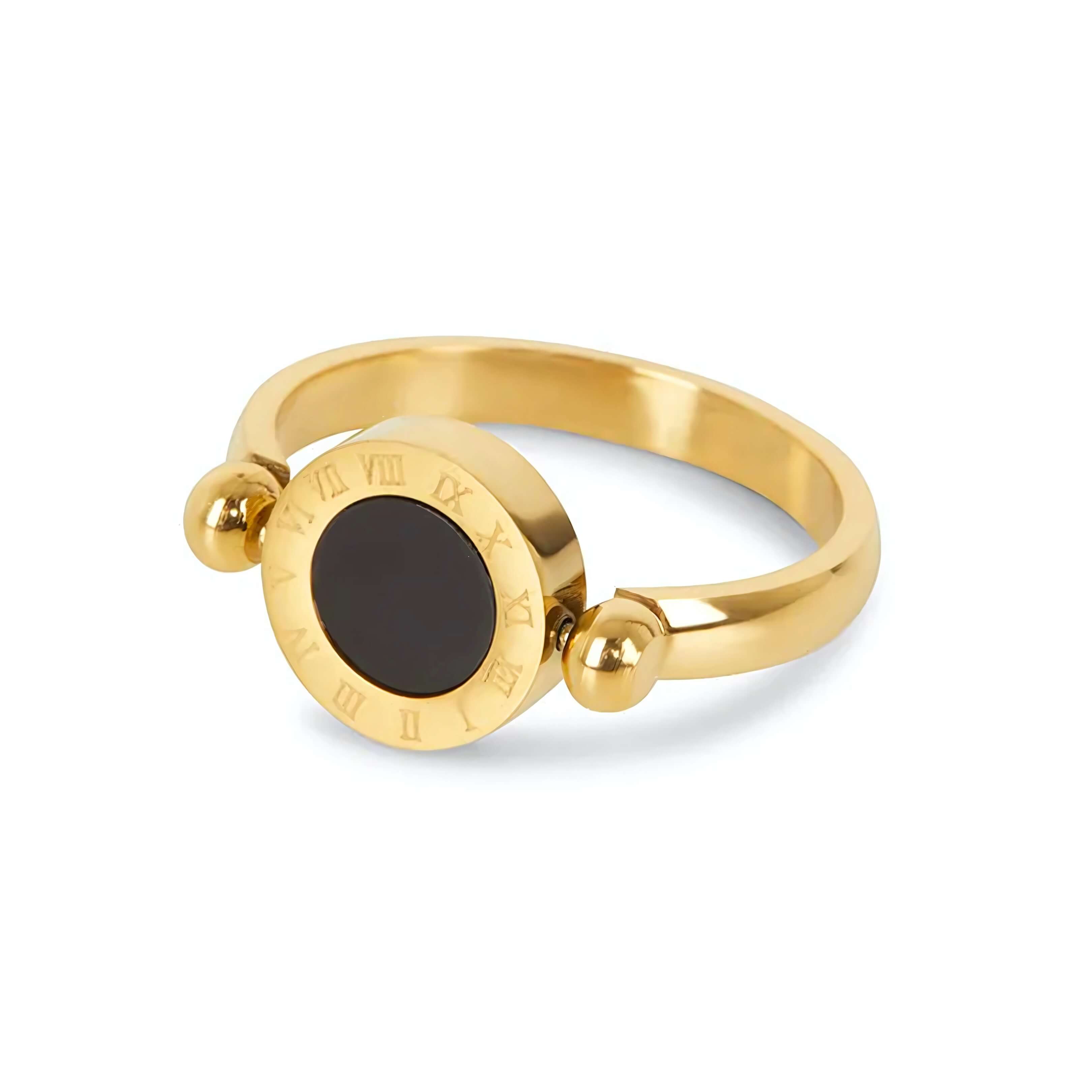 Anillo Giratorio con Números Romanos (Chapado en Oro)