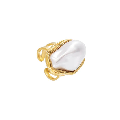 Anillo Perla Aura (Chapado en Oro)