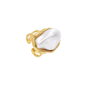 Anillo Perla Aura (Chapado en Oro)