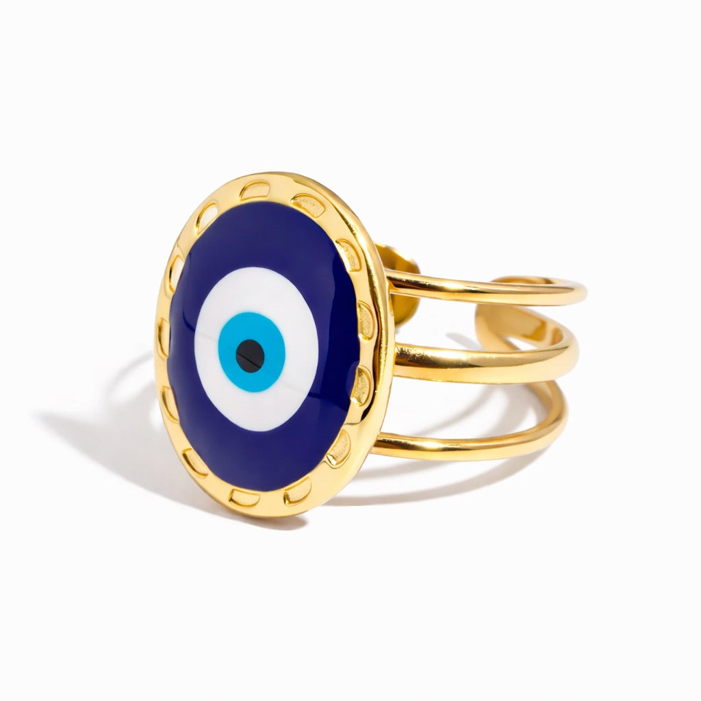 Anillo Amuleto Ojo Turco (Chapado en Oro)