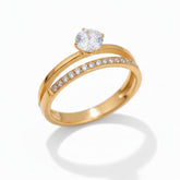 Anillo Doble Tachonado Punto de Luz (Chapado en Oro)