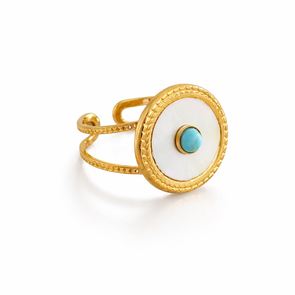 Anillo Ojo Turco Gaia (Chapado en Oro 18K)