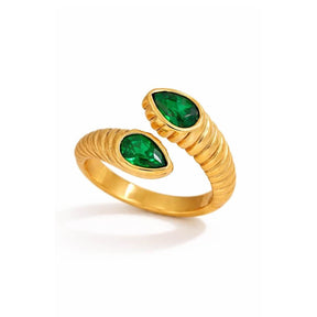 Anillo Snake Ajustable con Circonia (Chapado en Oro 18K)