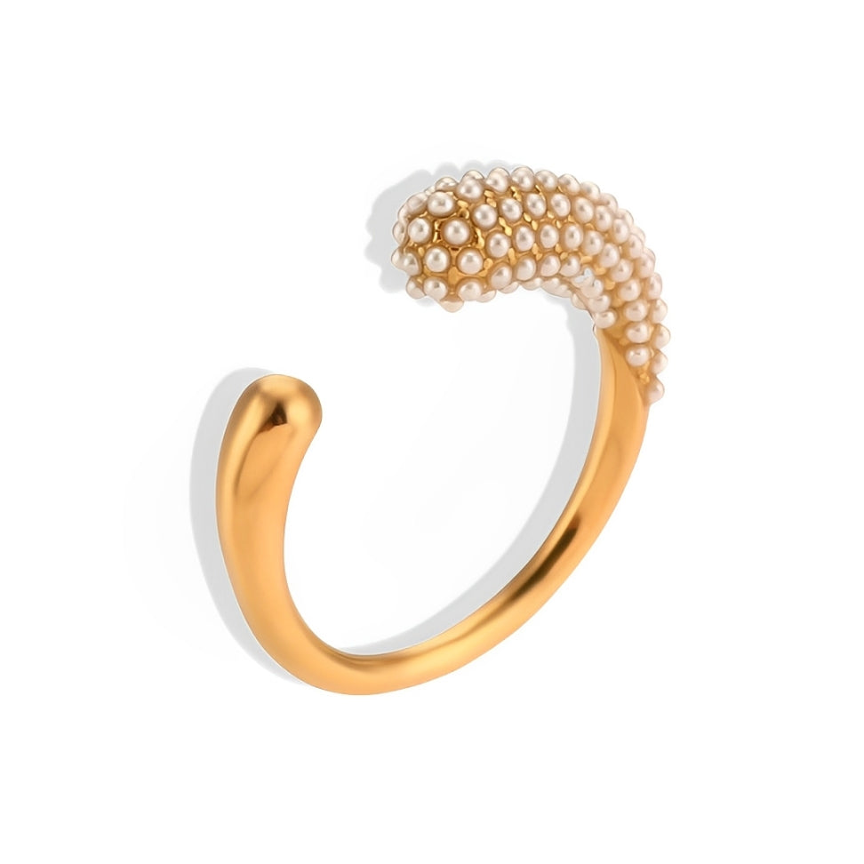 Anillo Spike con Perlas Ajustable (Chapado en Oro 18K)