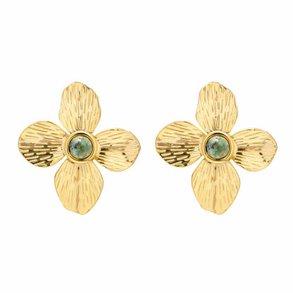 Arete Flor de Esmeralda (Chapado en Oro 18K)