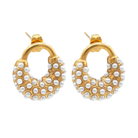 Arete Spike Perla (Chapado en Oro 18K)