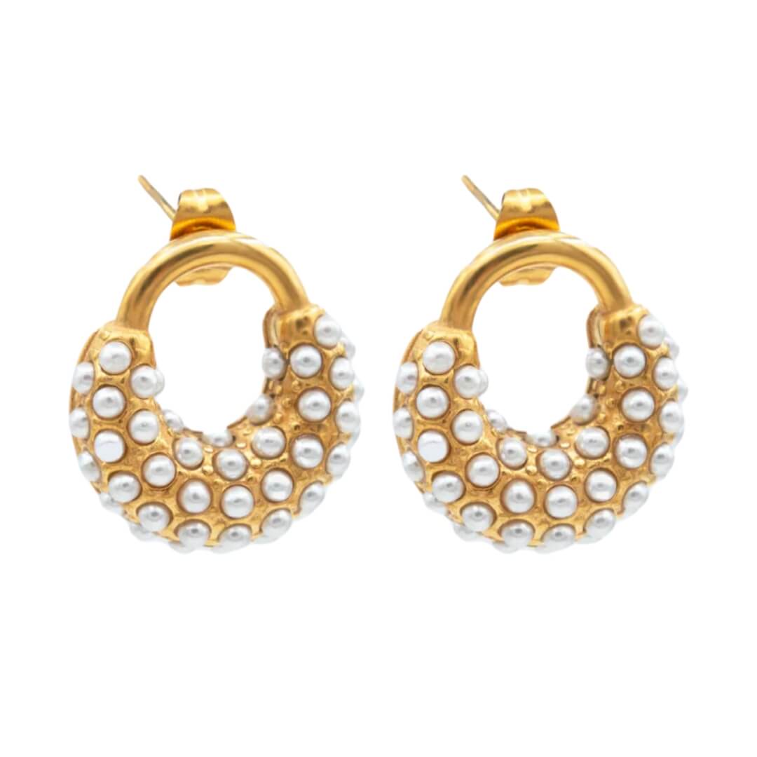 Arete Spike Perla (Chapado en Oro 18K)