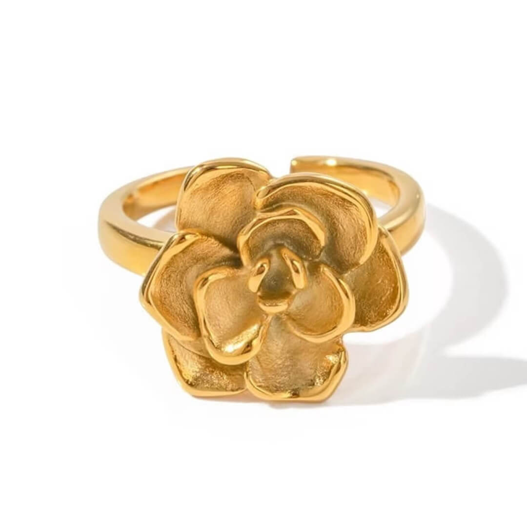 Anillo Flor de Loto Ajustable (Chapado en Oro 18K)