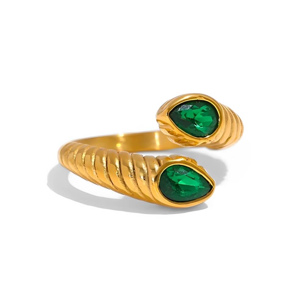 Anillo Snake Ajustable con Circonia (Chapado en Oro 18K)