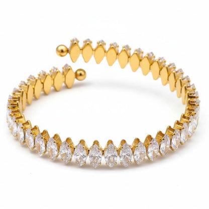 Brazalete Vicenza Coroa de Zircônia Marquise (Chapado en Oro 18K)