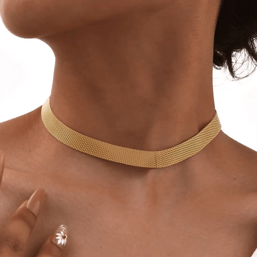 Collar Choker de Malla Elegante (Chapado en Oro)