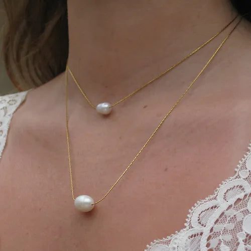 Collar Perla Dos Capas (Chapado en Oro 18K)
