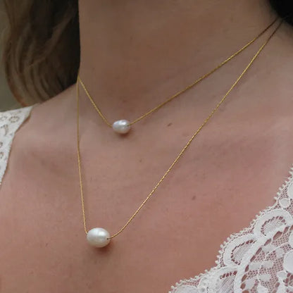 Collar Perla Dos Capas (Chapado en Oro 18K)