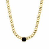 Collar de Cadena Ónix Cuadrado (Chapado en Oro)