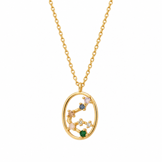 Collar Constelaciones del Zodíaco Circonio Colorido (Chapado en Oro 18K)