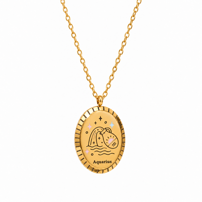 Collar Constelaciones del Zodíaco Medalla (Chapado en Oro 18K)