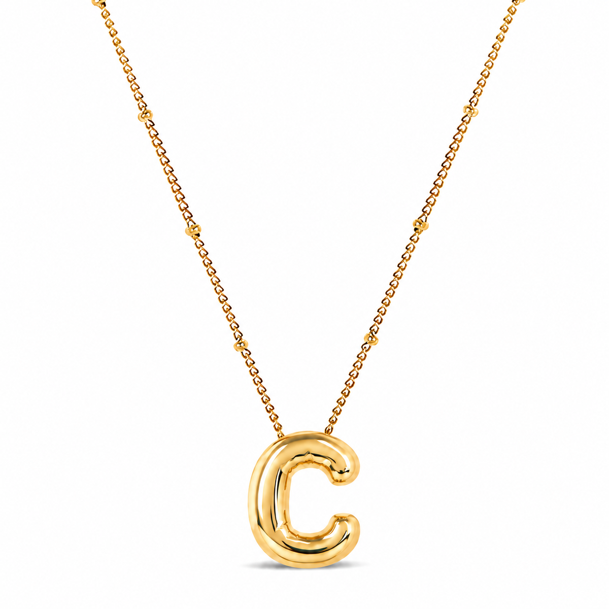 Collar Letra Inicial Bubble (Chapado en Oro)