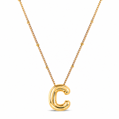 Collar Letra Inicial Bubble (Chapado en Oro)