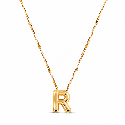 Collar Letra Inicial Bubble (Chapado en Oro)