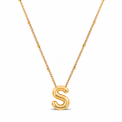 Collar Letra Inicial Bubble (Chapado en Oro)