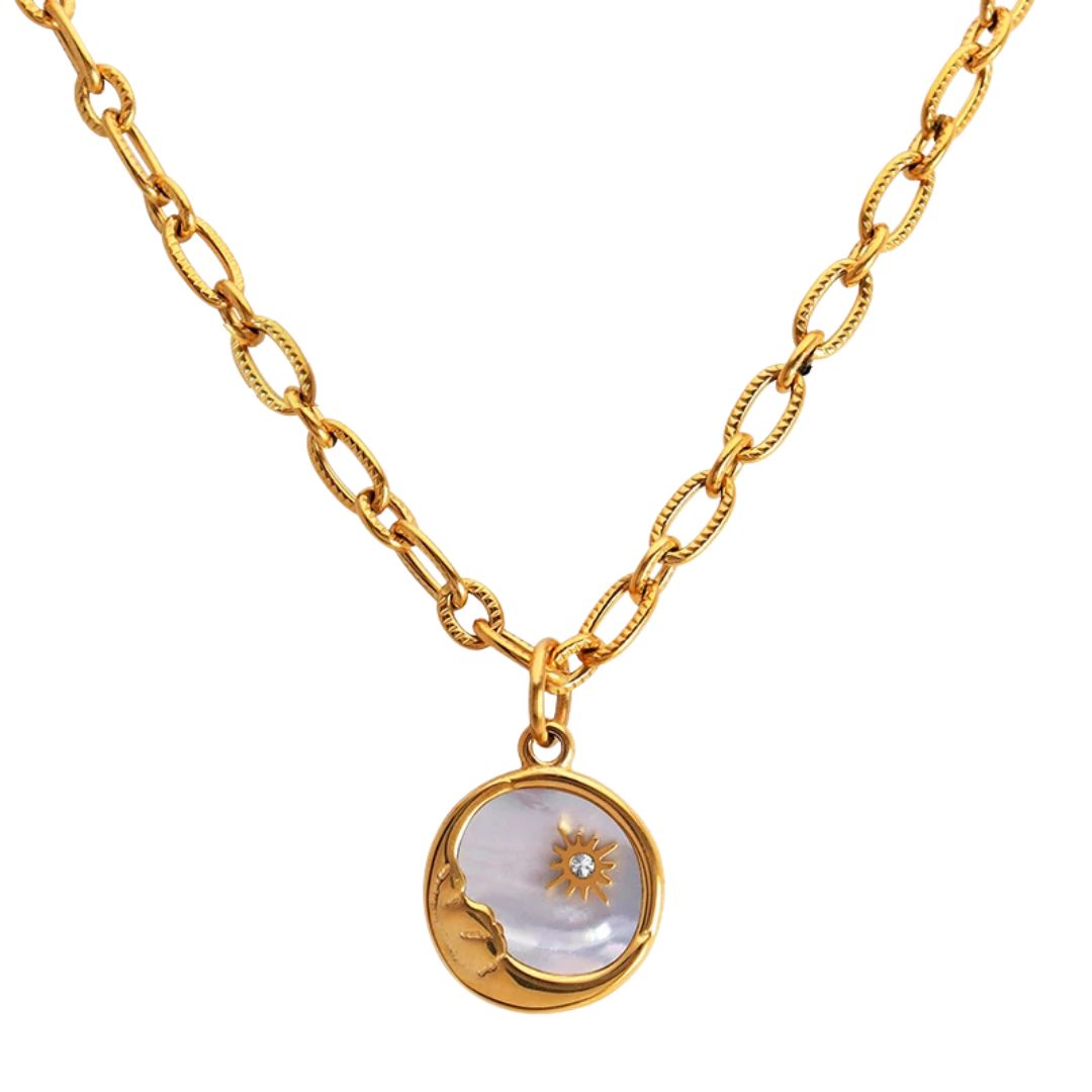 Collar Marsella Sol y Luna (Baño en Oro 18K)